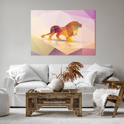 Bilder auf Leinwand 100x70cm Leinwandbild Löwe Illustration modern Gross Wanddeko Bild Schlafzimmer