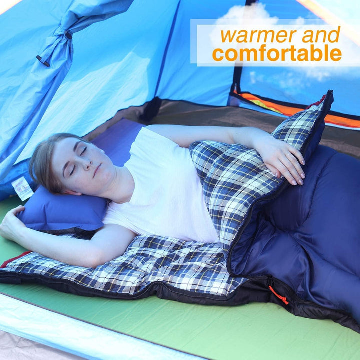 REDCAMP XL Baumwoll Schlafsack warm mit Abnehmbarer Kapuze,Bequeme Flanell Kompakt deckenschlafsack