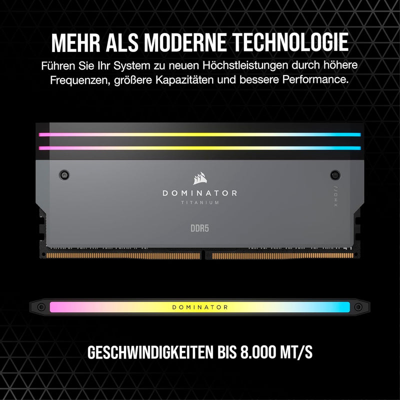 CORSAIR Dominator Titanium RGB DDR5 RAM 64GB (2x32GB) DDR5 6000MHz CL30 AMD Expo iCUE-Kompatibler Co