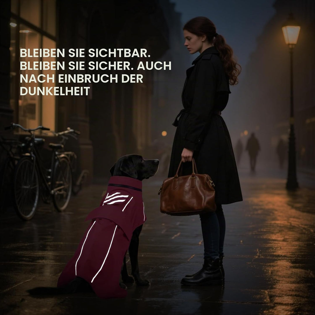 Hunde-Regenmantel – wasserdicht und reflektierend, verstellbare Passform mit Loch für die Leine und