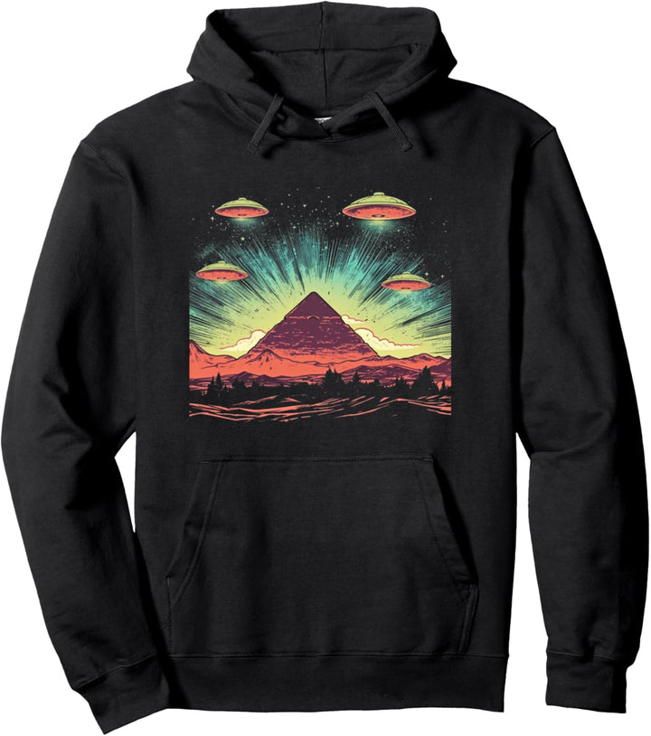 Retro UFO | Vintage Sci-Fi Fliegende Untertassen Pyramiden #20 Pullover Hoodie