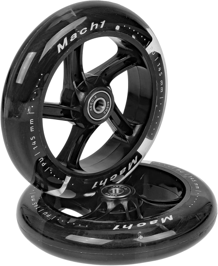 2 Stück 145x30mm Mach1 Kickscooter Rollen-Set inklusive Kugellager + Spacer - Cityroller Ersatz Reif