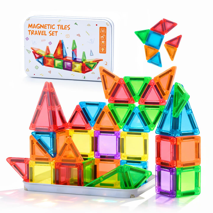 48PCS Mini Magnetische Bausteine Magnetbausteine Reiseset Magnetspielzeug Montessori Reisespielzeug
