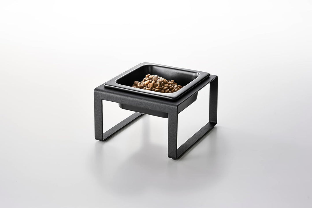 Yamazaki TOWER 5817 Futternapfständer einzeln, 300ML, Schwarz, Stahl/Keramik, Pet Food Bowl Stand, S