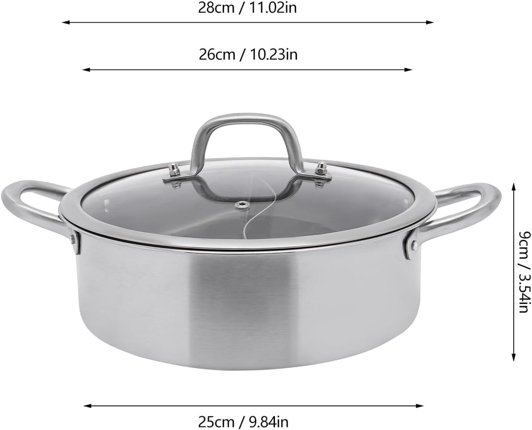 Hot Pot Topf Dualer Hot Pot Shabu Pot Edelstahl mit Trennwand Separate Heisser Topf mit Teiler für Z