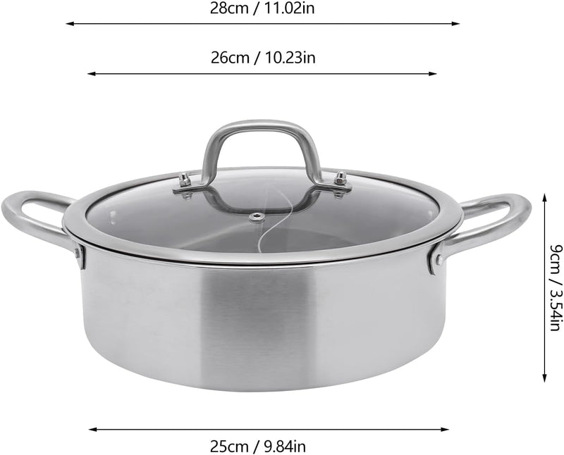 28cm/32cm Shabu Hot Pot Edelstahl Cookware 2 Kammern Mit Glasdeckel Shabu, Dual Sided Für Zwei Versc
