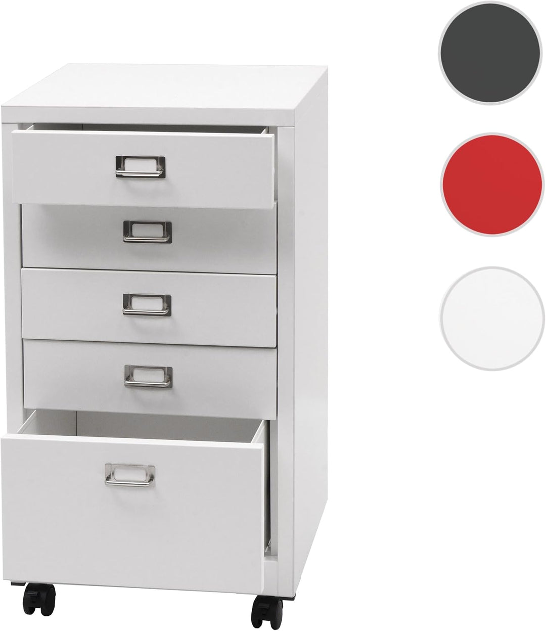 PROREGAL Rollcontainer HxBxT 75x40x41cm Metall 5 Schubladen Rot Schubladenschrank Stahlschrank Akten