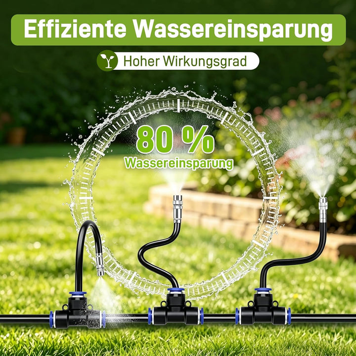 15M Bewässerungssystem Garten, automatisches Sprühnebel-Bewässerungsset, mit verstellbaren Düsen und