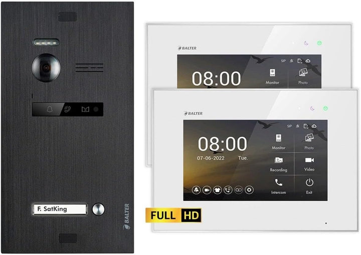 Nonic Balter EVO HD Schwarz/Weiss Video Türsprechanlage Set für 1 Familienhaus (1x Türstation mit Fu