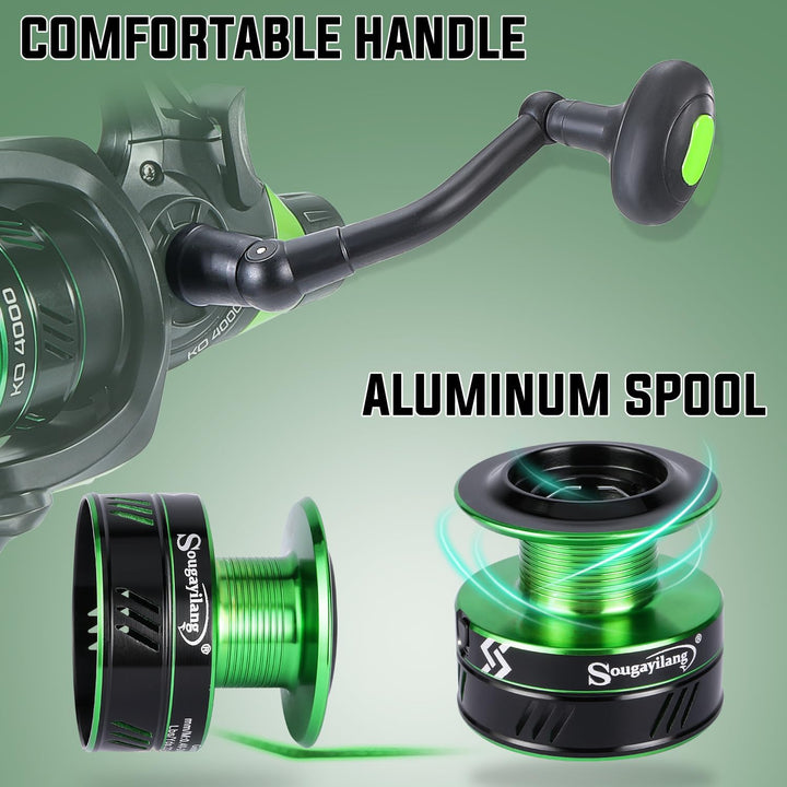 Sougayilang Surf Fishing Combo，Surf/Carp Rod with 4000 Carp Reel Set,3-Section Travel Fishing Tackle