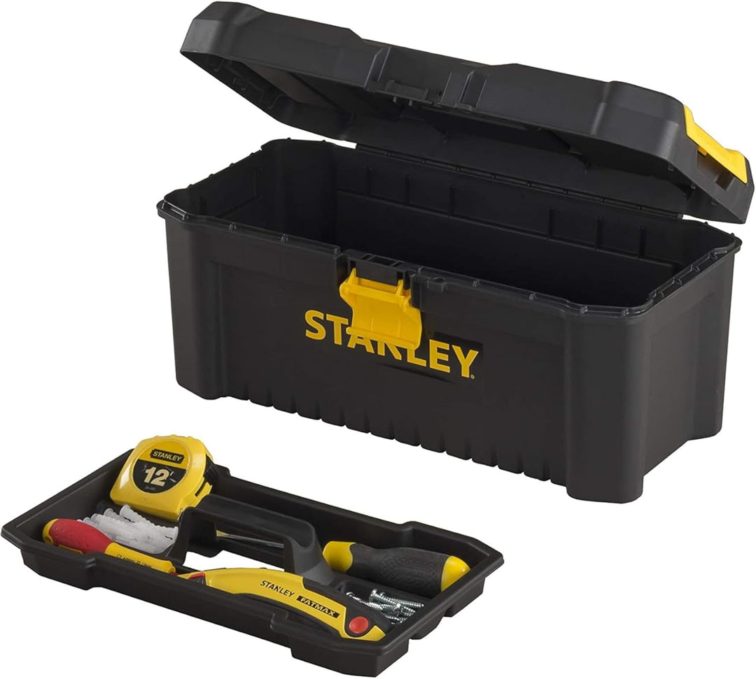 Stanley Werkzeugbox / Werkzeugkasten (16", 20x19,5x41cm, stabiler Werkzeugkoffer aus Kunststoff, Wer