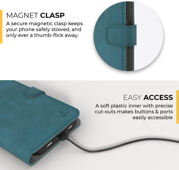 Snakehive iPhone 13 Hülle Leder | Stylische Handyhülle mit Kartenhalter & Standfuss | Handyhülle Sch