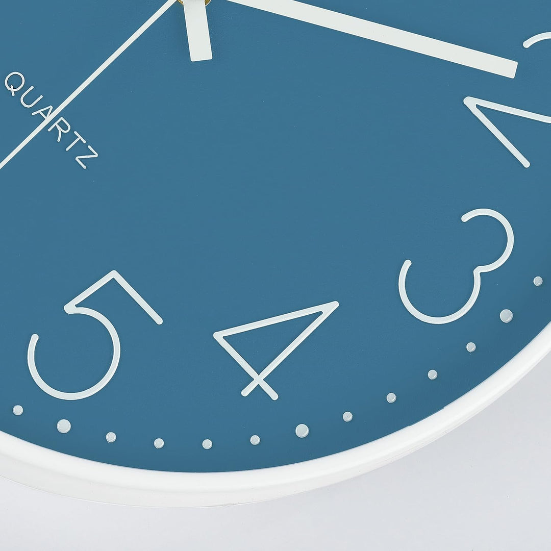 Lafocuse 3D Ziffern Lautlos Wanduhr Cerulean Blau, 30cm Modern Leicht Ablesbar Küchenuhr, Ohne Tickg