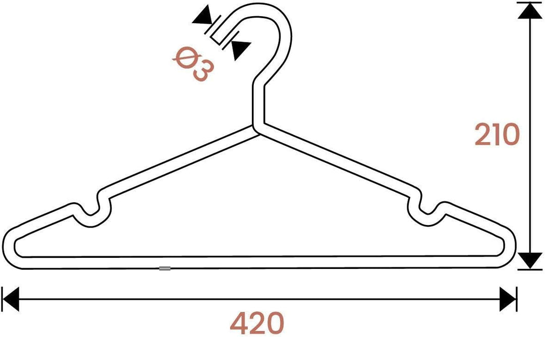 Design Kleiderbügel aus stabilem Metall – 8 Stück (Gold), Gold