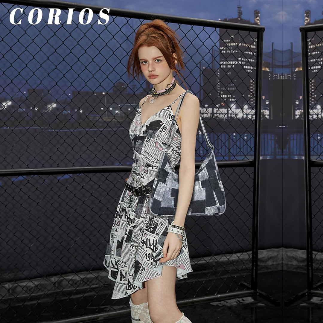 CORIOS Damen Canvas Umhängetasche Retro Schultertasche Grosse Handtasche Casual Tragetasche Multifun