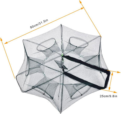 Köderfischreuse Angeln Kescher Karpfen Krebsfalle Angel Netz Folding Fischernetz Trap Tragbare Gefal