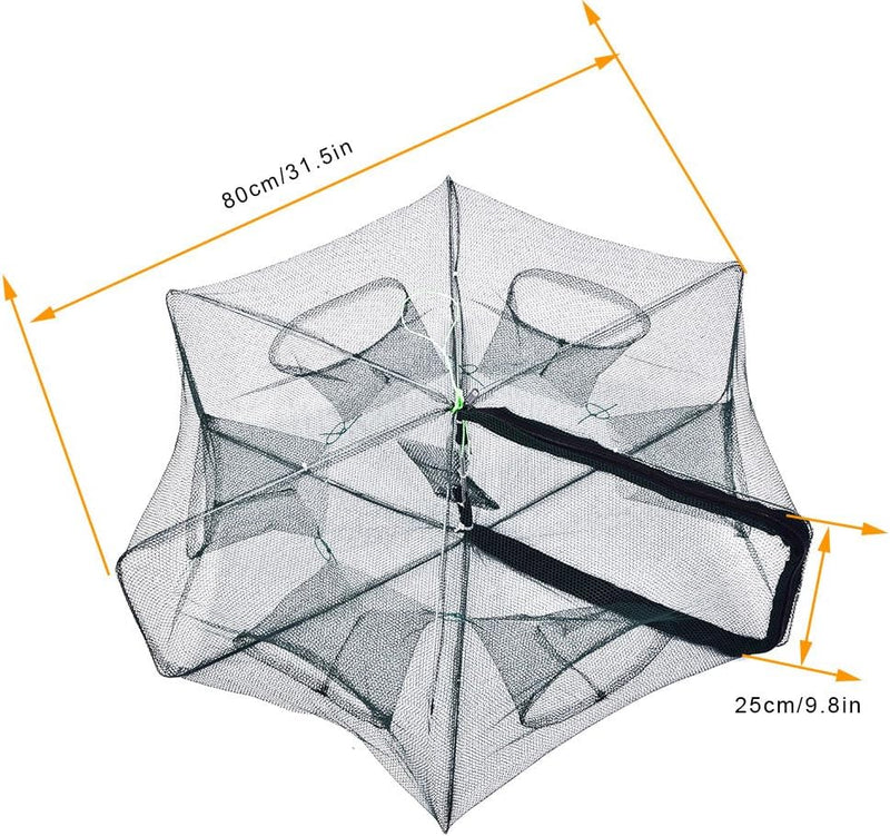 Köderfischreuse Angeln Kescher Karpfen Krebsfalle Angel Netz Folding Fischernetz Trap Tragbare Gefal