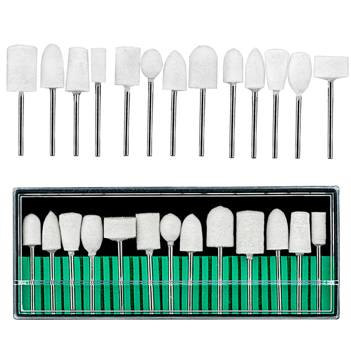 12 Teilig Filzpolierer Set Ersatzaufsätze | Schleifkörperset für Maniküre Pediküre Nagelpflege | Nag