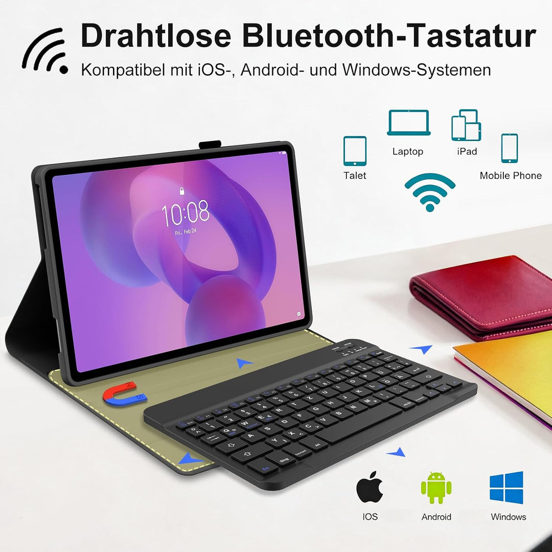 Tastatur Hülle für Lenovo Idea Tab 11 Zoll 2025/K11 Gen 2, QWERTZ Deutsches Magnetisch Abnehmbarer T