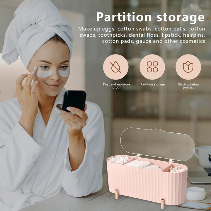 Make Up Kosmetik Organizer, Wattepads Aufbewahrung mit Deckeln, Wattestäbchen Behälter Lidschattenpi