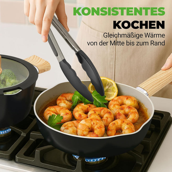NutriChef Keramik Topfset und Pfannenset – 14-teilig für Induktion mit Antihaftbeschichtung, inklusi