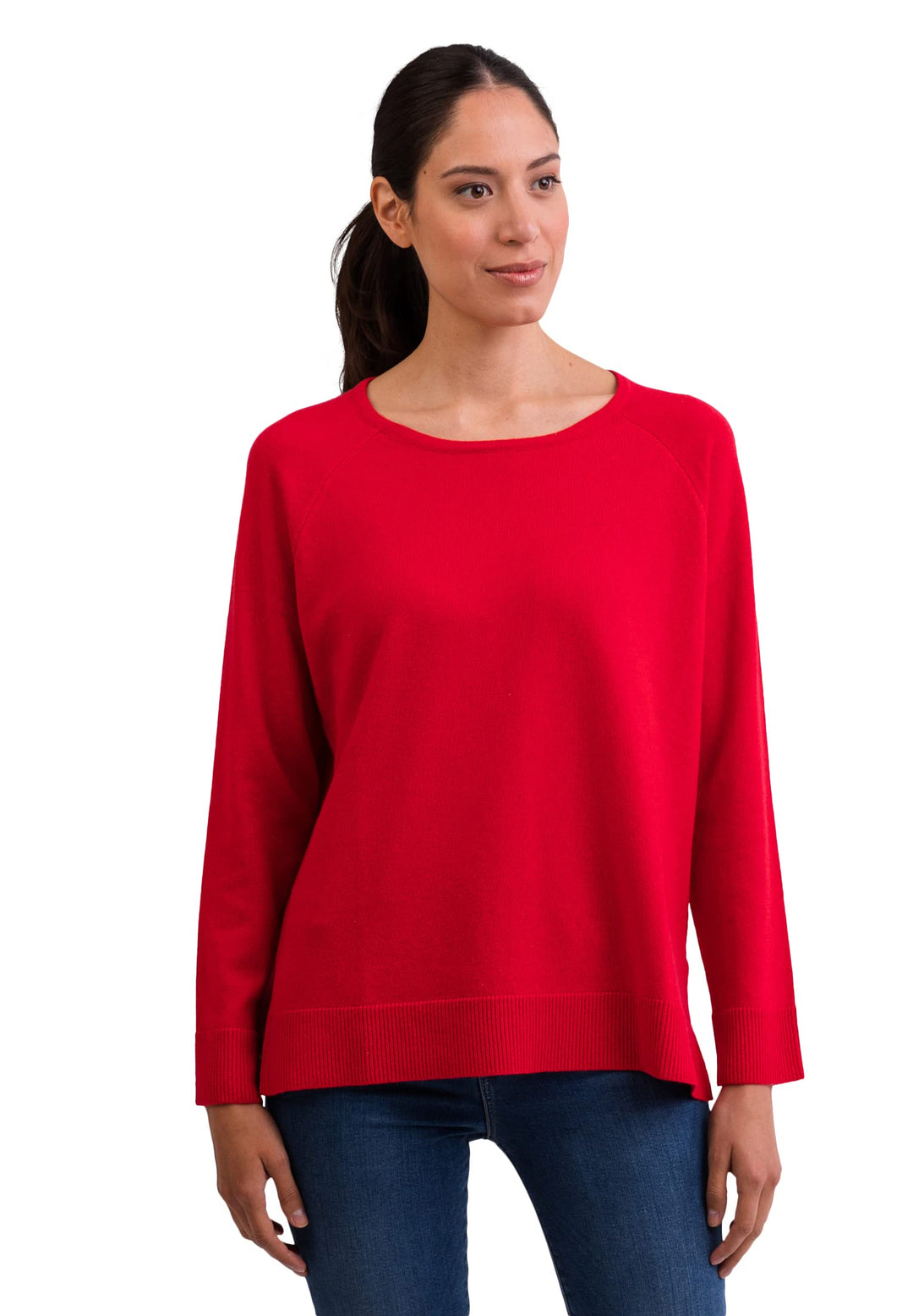 100% Kaschmir Damen Pullover mit geradem Schnitt und Seitenschlitz | Sweater Rundhalsausschnitt 2-fä