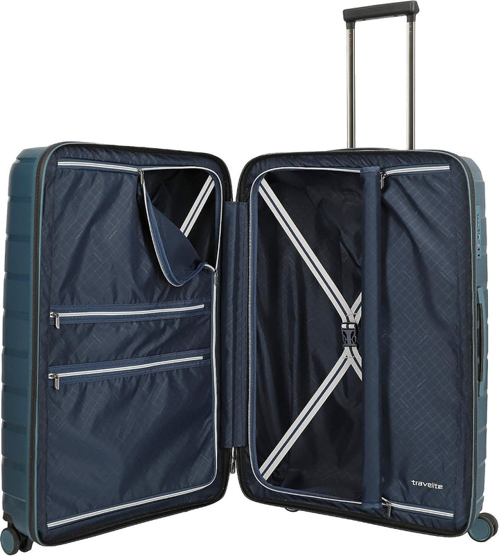 travelite 4-Rad Koffer L mit TSA Schloss, Gepäck Serie AIR BASE: Funktionaler Hartschalen Trolley im