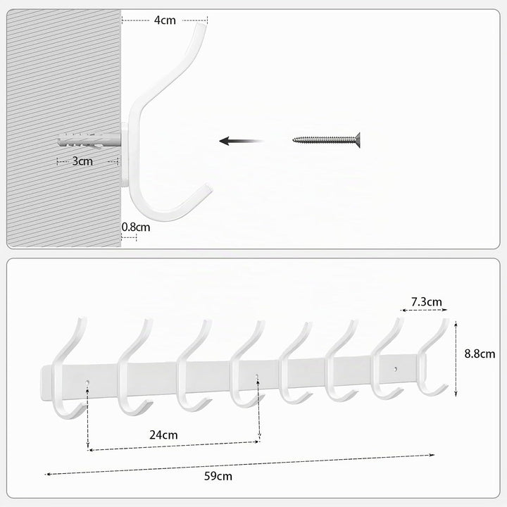 Garderobenhaken Edelstahl, Hakenleiste Kleiderhaken Wand mit 8 Haken, Garderobe Garderobenleiste Wan