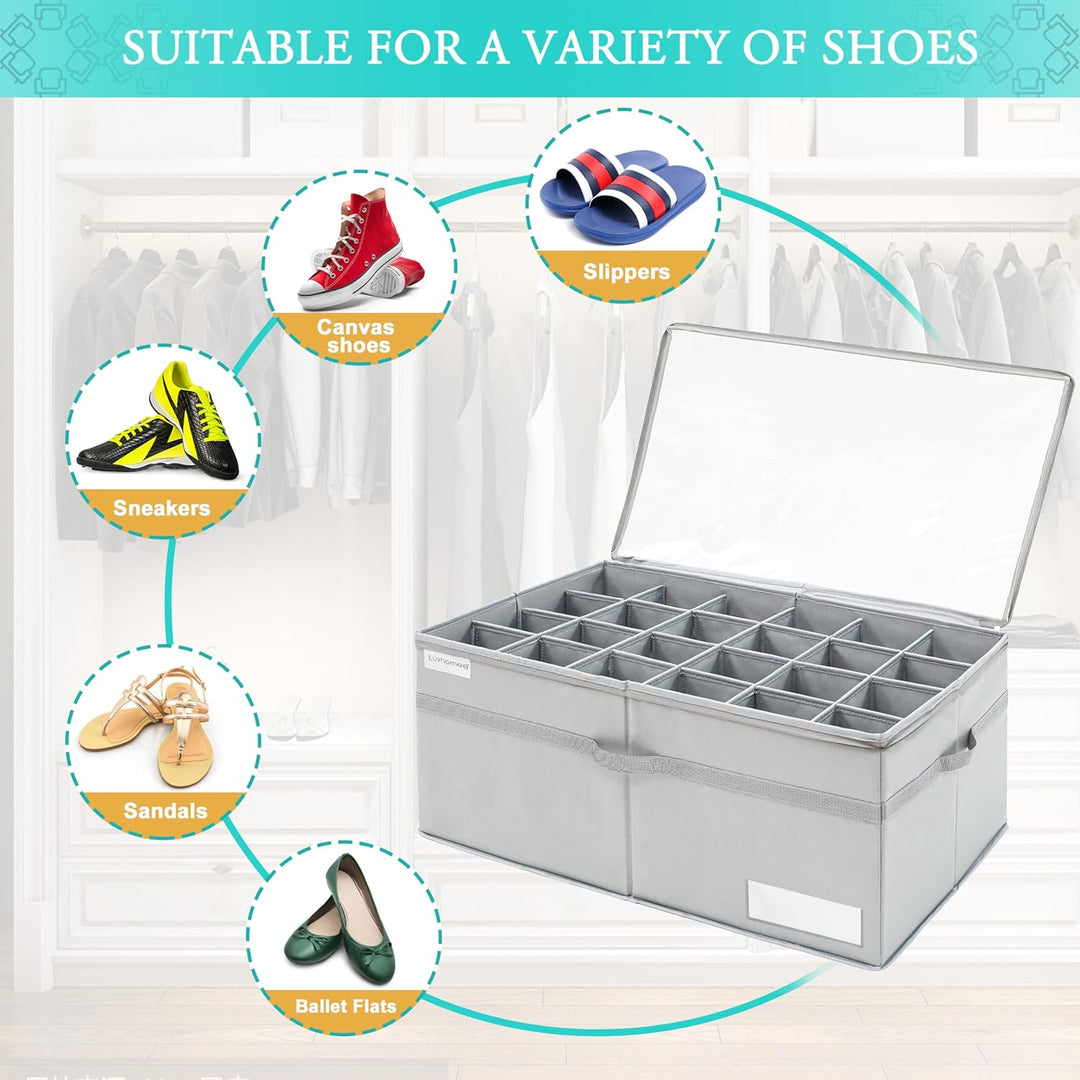 LUVHOMEE Schuhorganizer für Closet, Passt 24 Paare, grosse Schuhschrank, Schuhbox mit Durchsichtigem