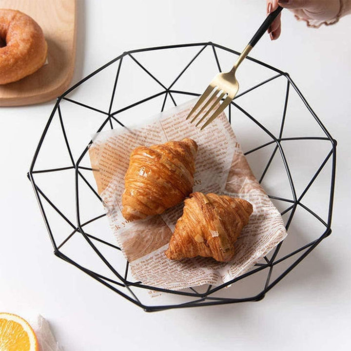 2 Stück Obstkorb Aus Metalldraht, Schwarz Openwork Metall Obstschale für Obst, Gemüse, Brot, Küchen