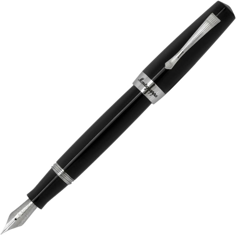 Montegrappa Elmo 02 Jet Black Füllfederhalter in der Farbe schwarz, aus Edelharz und Edelstahl herge