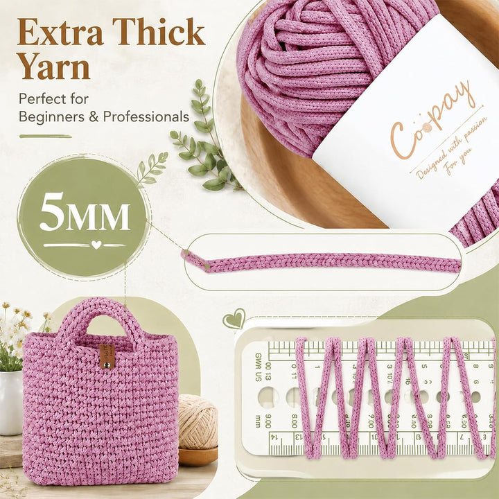 Jinfanshurich Häkelset für Anfänger Tasche, DIY Häkelset mit Häkelnadel &amp; Anleitung, Wolle zum Häkel