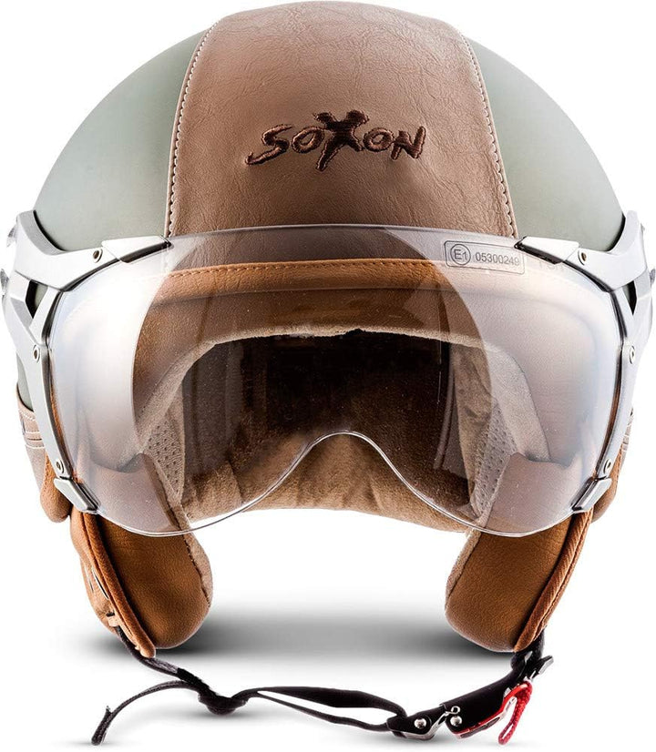 Soxon® SP-325 Urban „Green“ · Jet-Helm · Motorrad-Helm Roller-Helm Scooter-Helm Moped Mofa-Helm Chop