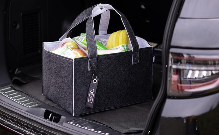 TANNDESIGN - Einkaufskorb & Kaminholzkorb aus recycelten Plastikflaschen (Filz-Tasche) - Holz-Korb f