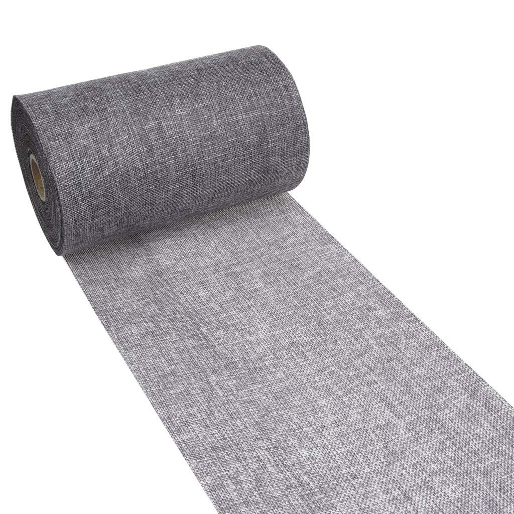 DEKO AS Shabby Chic Leinenoptik Tischläufer, Polyester geruchsneutral, Dunkelgrau, 20 cm x 25 m, 5 2