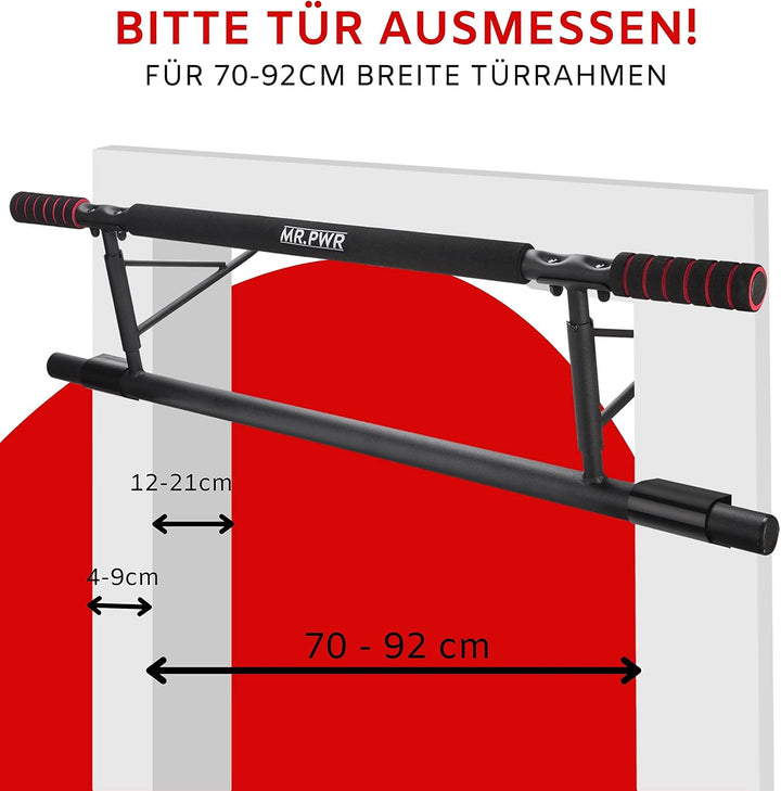 riijk 3 in 1 Premium Klimmzugstange Tür & Dip Barren & Liegestützgriffe +20 cm Höhe für volle Klimmz
