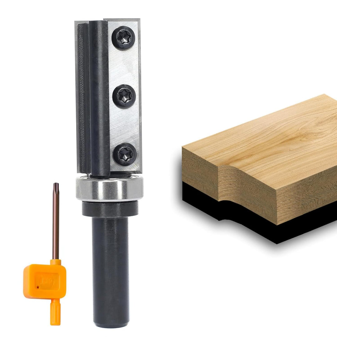 Sinoprotools Wendeplatten Bündigfräser,12mm Schaft Bündiger Fräser Schnittlänge 50mm,mit 4-seitigen