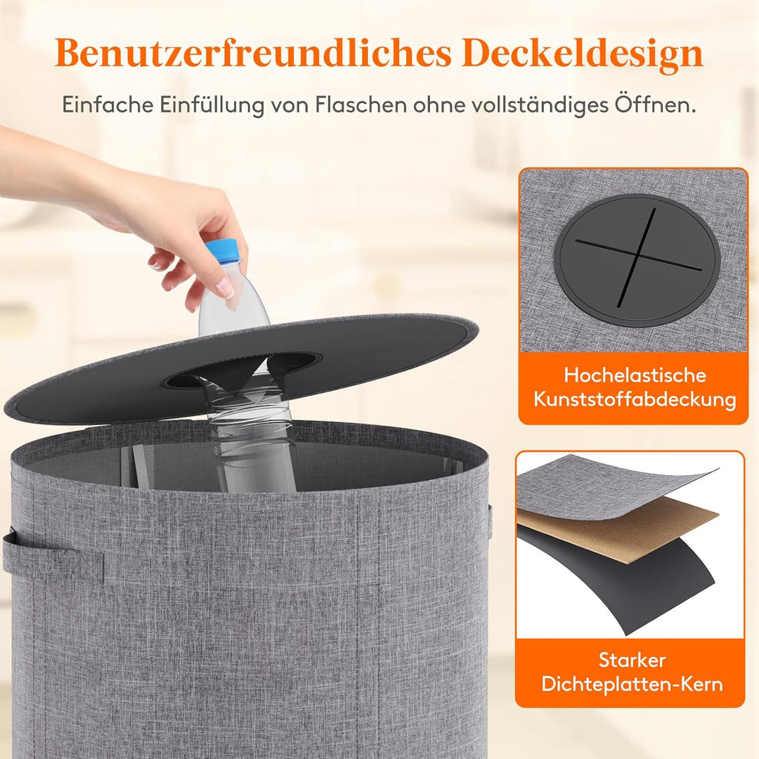 Lifewit 100L Kreis Pfandflaschen Sammelbehälter mit Deckel, Grosser Pfandflaschen behälter für die L
