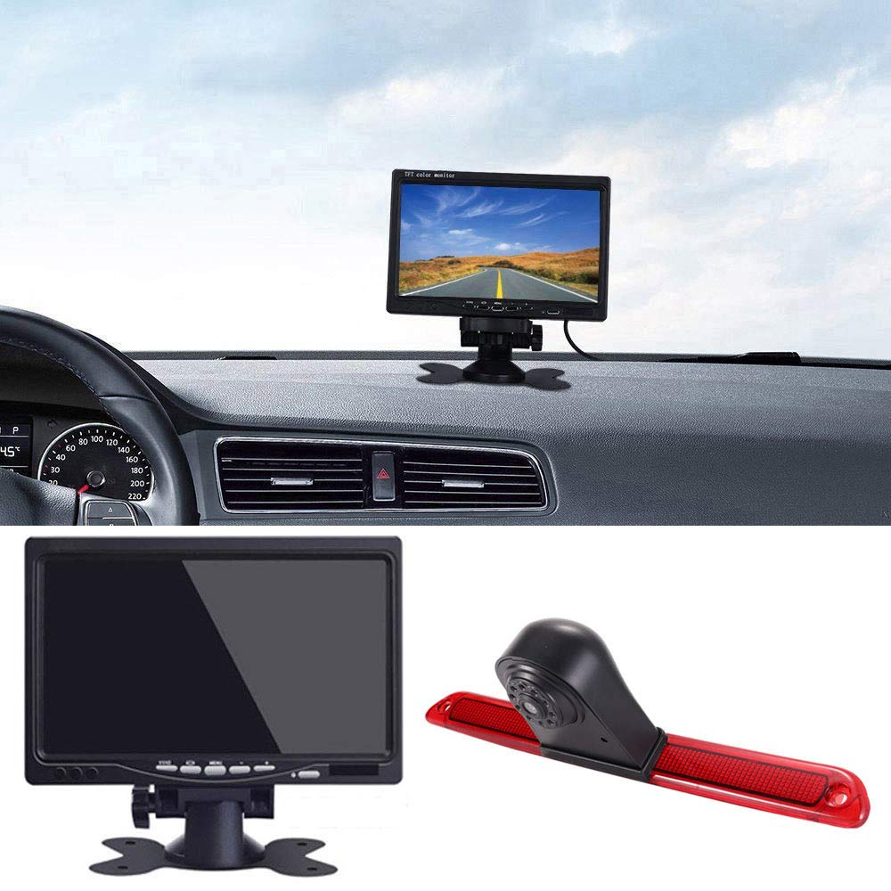 Rückfahrkamera Transporter + 7 Zoll TFT LCD Bildschirm Auto Monitor, Bremsleuchte Auto Dach Rückfahr
