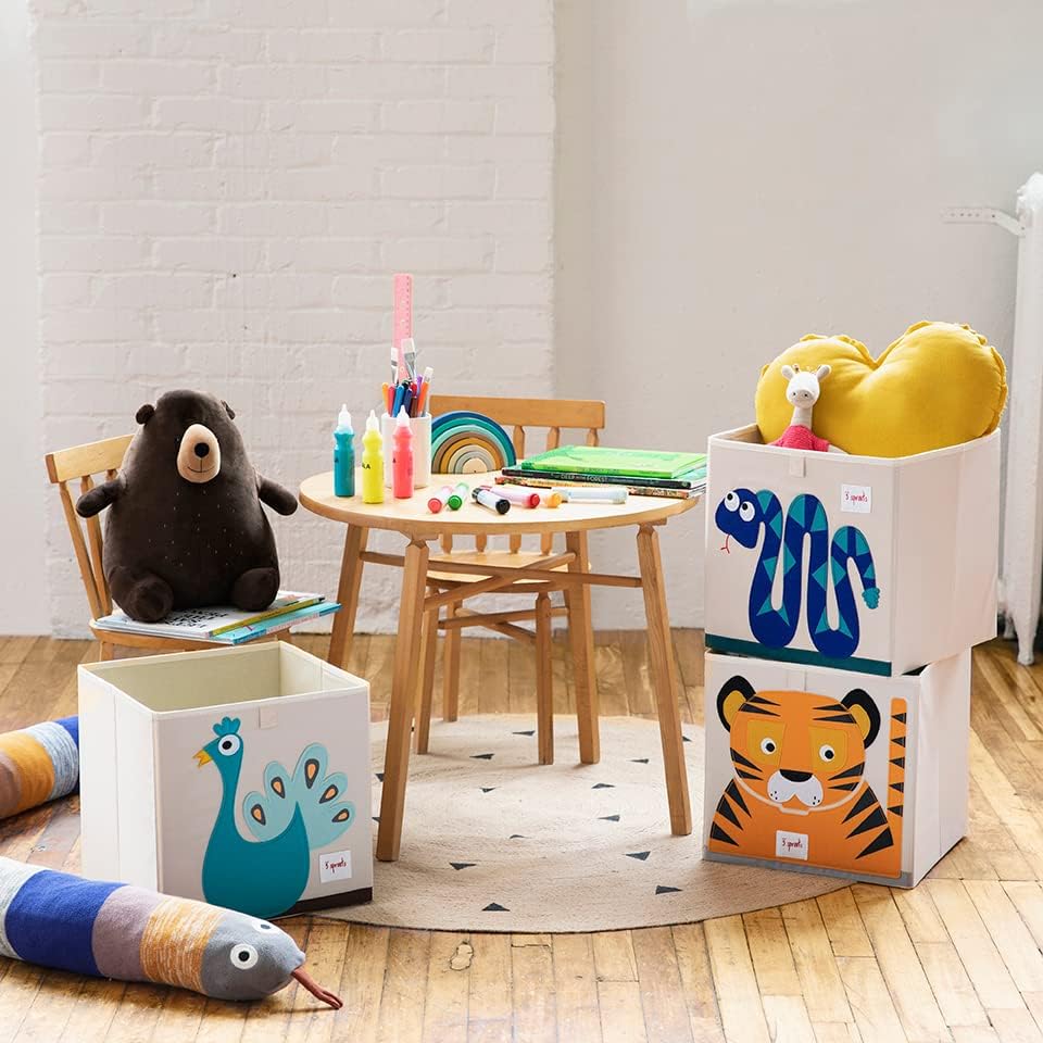 3 Sprouts, Aufbewahrungsbox Kinder mit Deckel, Spielzeugbox für Kallax Regale, Box zur Spielzeugaufb