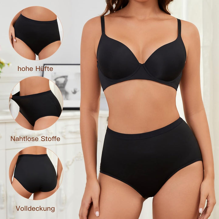 MEIDAYAI Unterhosen Damen, 8er Pack Stretch Baumwolle Hohe Taille Slips Damen Atmungsaktiv Panties W