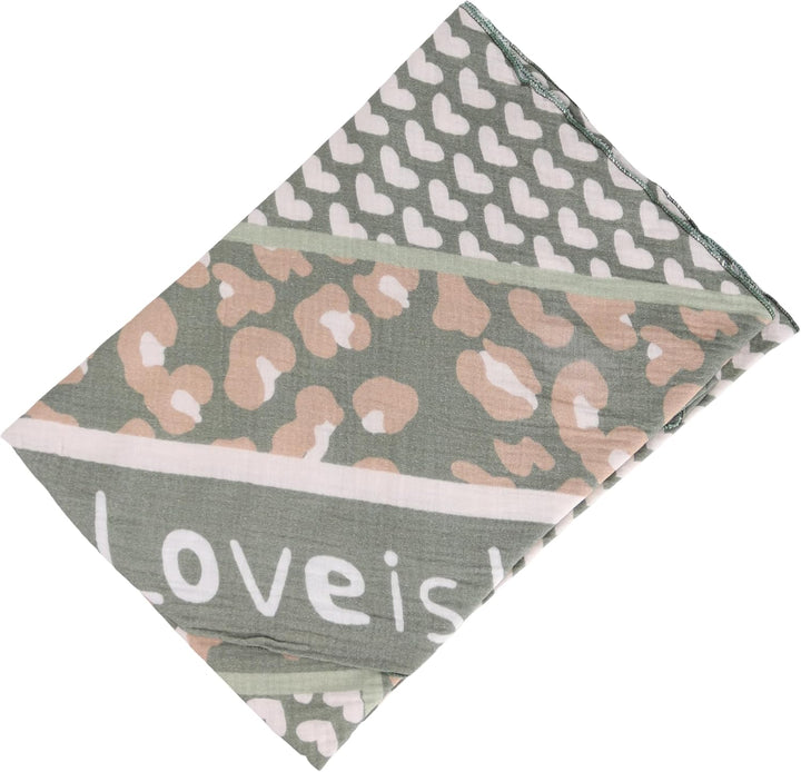 Damen Musselin Halstuch Made in Italy mit Leo Love Paisley Happy– Leichtes Dreieckstuch für Frühling