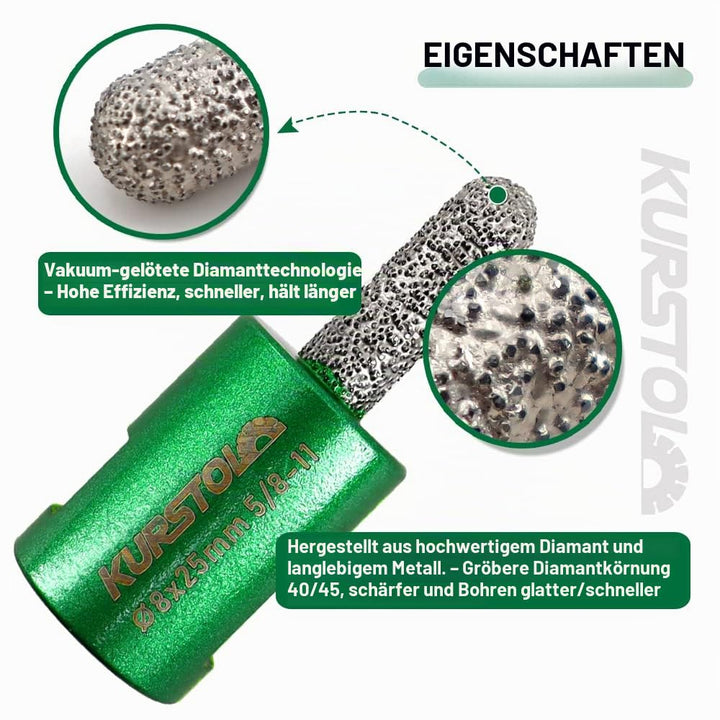 KURSTOL Diamant Mörtel Hakenbohrer – Diamant Fugenfräser 8 mm x 25 mm mit M14 Gewinde für Mauerwerk,