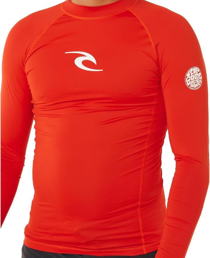 Rip Curl Herren Waves UPF 50 Performance Long Sleeve Rashguard Rash-Guard-Shirt XL Rot, XL Rot