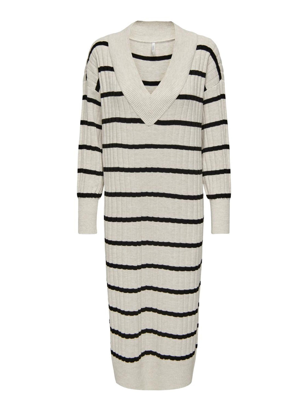 ONLY Female Strickkleid Onlnew Langes Kleid XXL Pumice Stone/Stripes:black, XXL Pumice Stone/Stripes