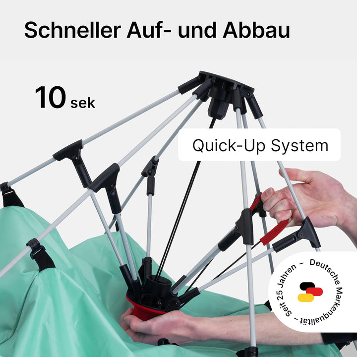 qeedo Quick Bay Strandmuschel für 2 Personen mit UV-Schutz 80+ und 360° Panorama View - leichtes Str