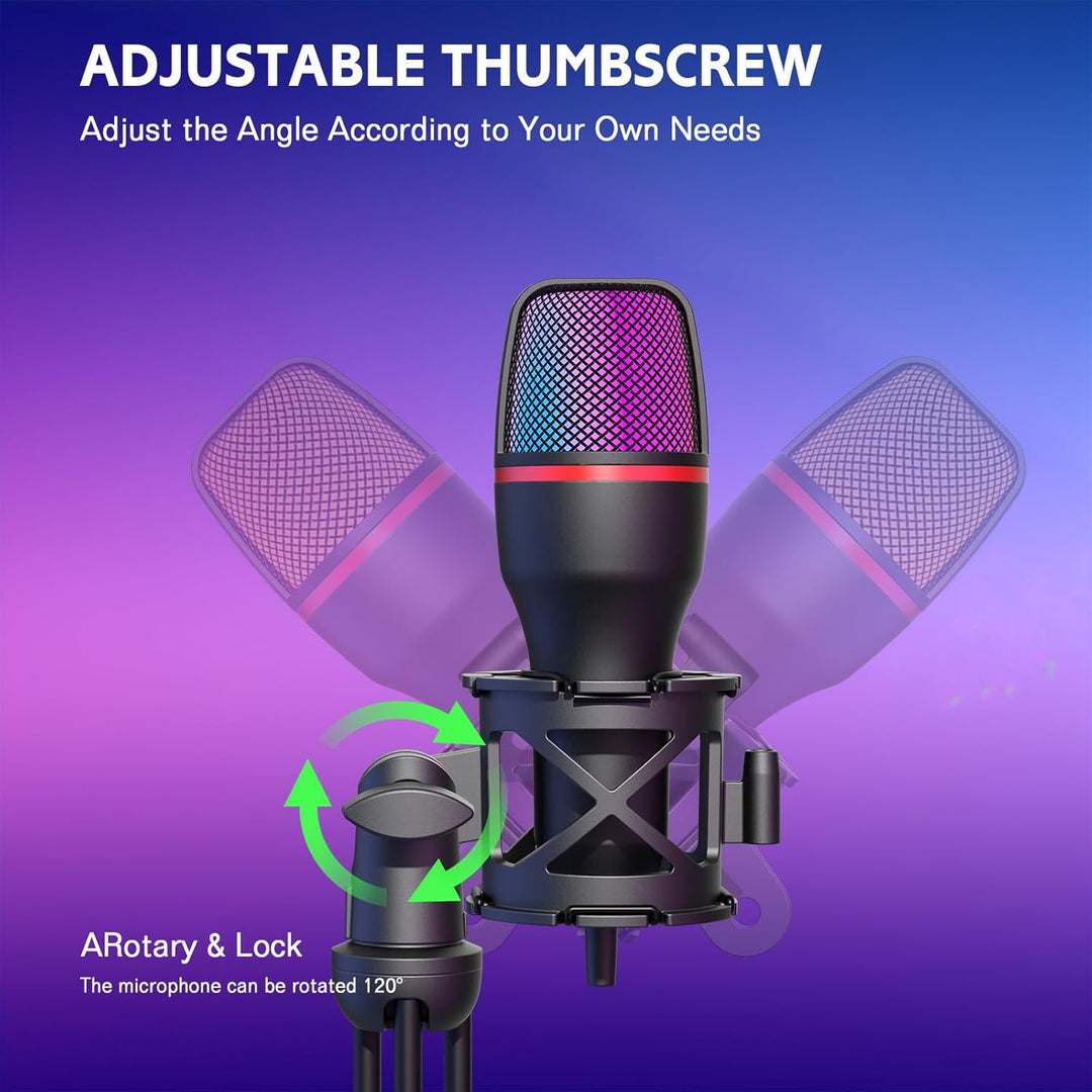 Hoppac USB Mikrofon PC Gaming Mikrofon mit Ständer & Popfilter, Nierencharakteristik Kondensator Mic