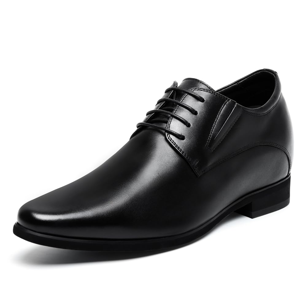 CHAMARIPA Chaussures Rehaussantes de Type Oxford Noir Pour Homme - Hauteur 8 cm-H62D11K011D, 37 EU S