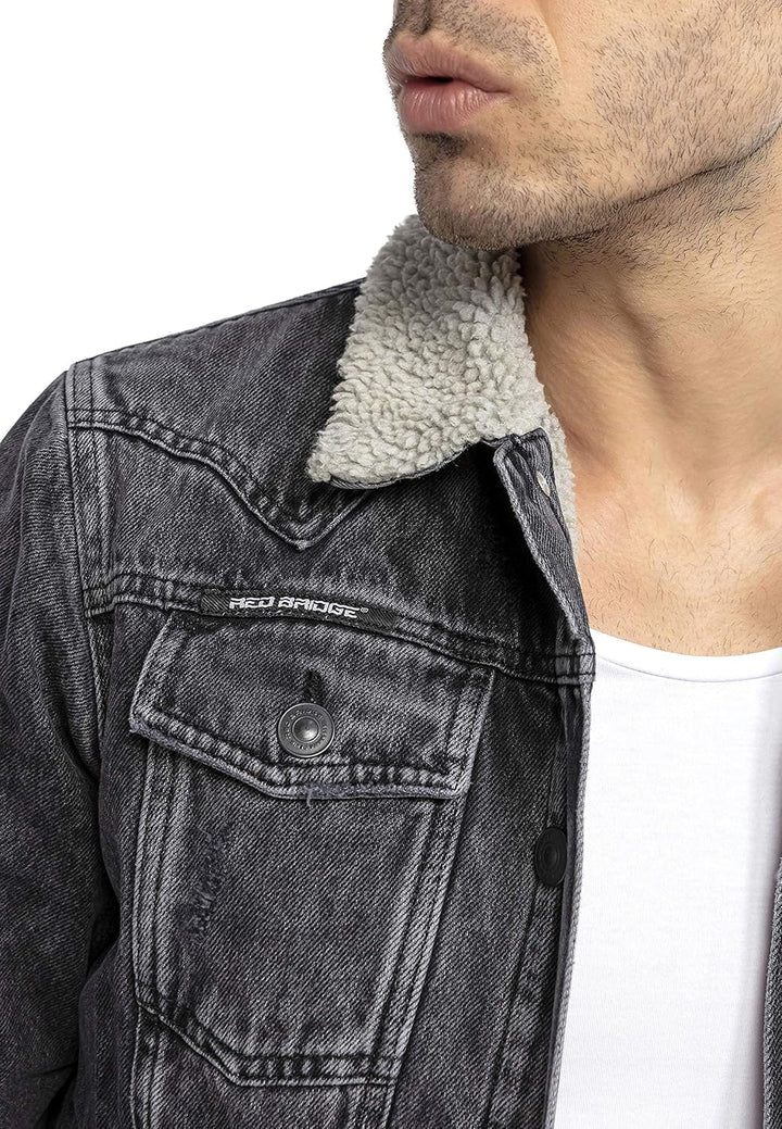 Redbridge Jeansjacke für Herren Jacke Denim Gefüttert Winter Herbst Übergangszeit L Schwarz, L Schwa