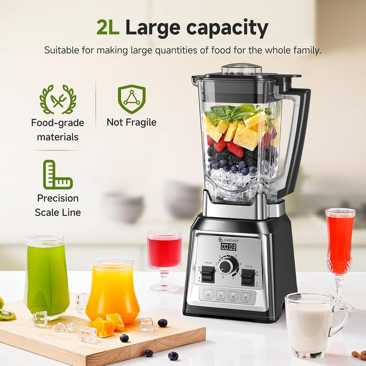 AMZCHEF Standmixer 2000 Watt | 2L Mixer Hochleistungsmixer | Blender mit 8 Einstellbaren Geschwindig